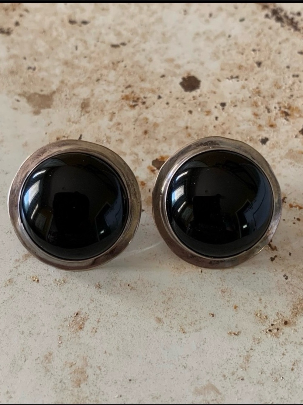 Classic Black Dome Stud Earrings - Unbranded